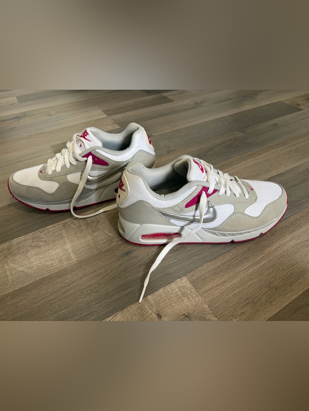 Nike Air Max style white & pink sneakers